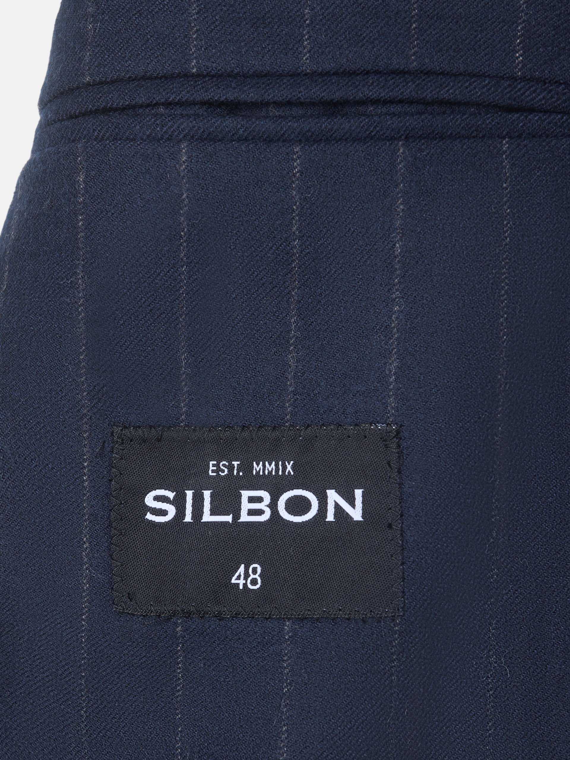 Navy blue pinstripe blazer