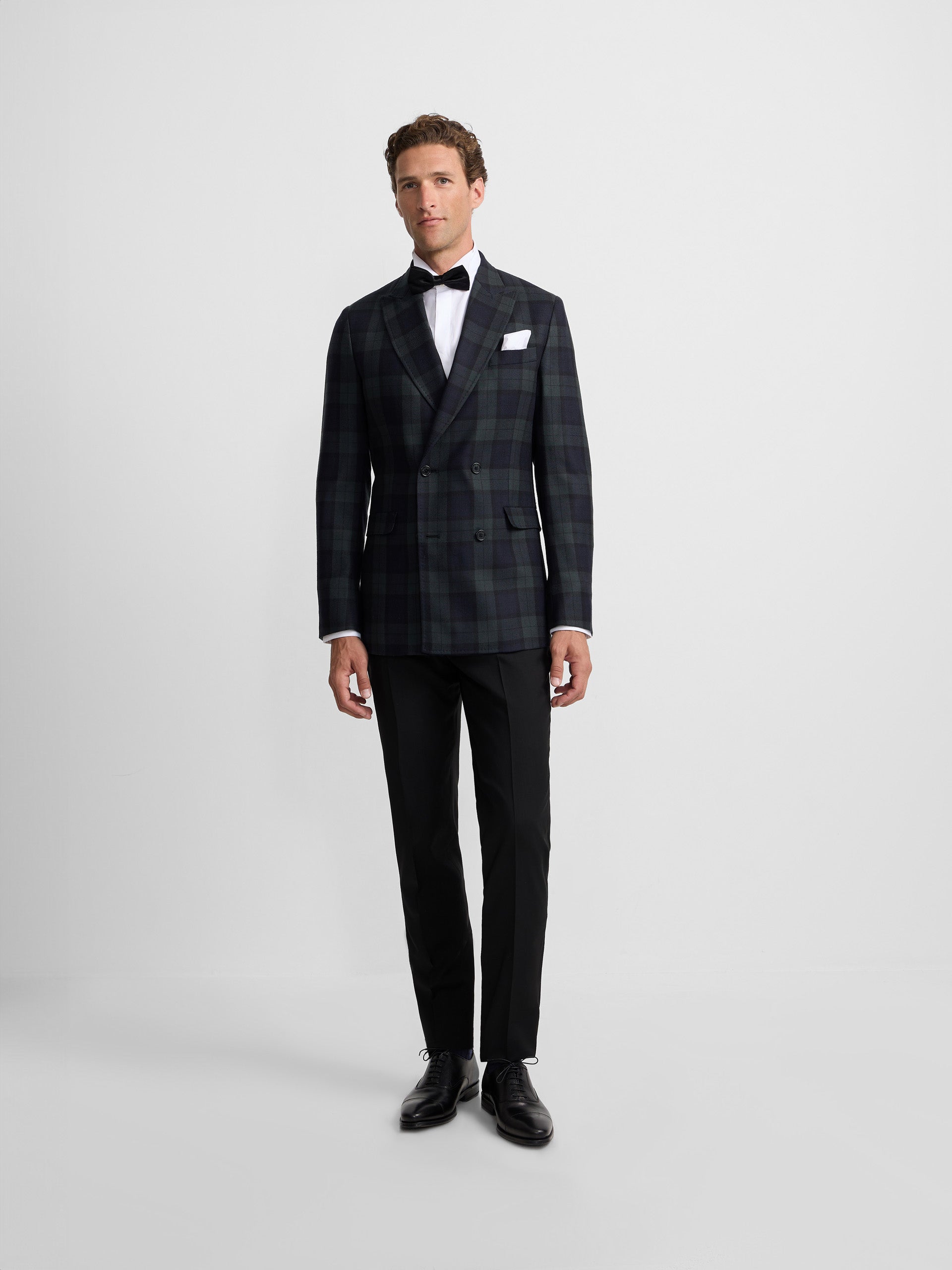 Blazer cruzado padrão tartan Ruz azul-marinho e verde