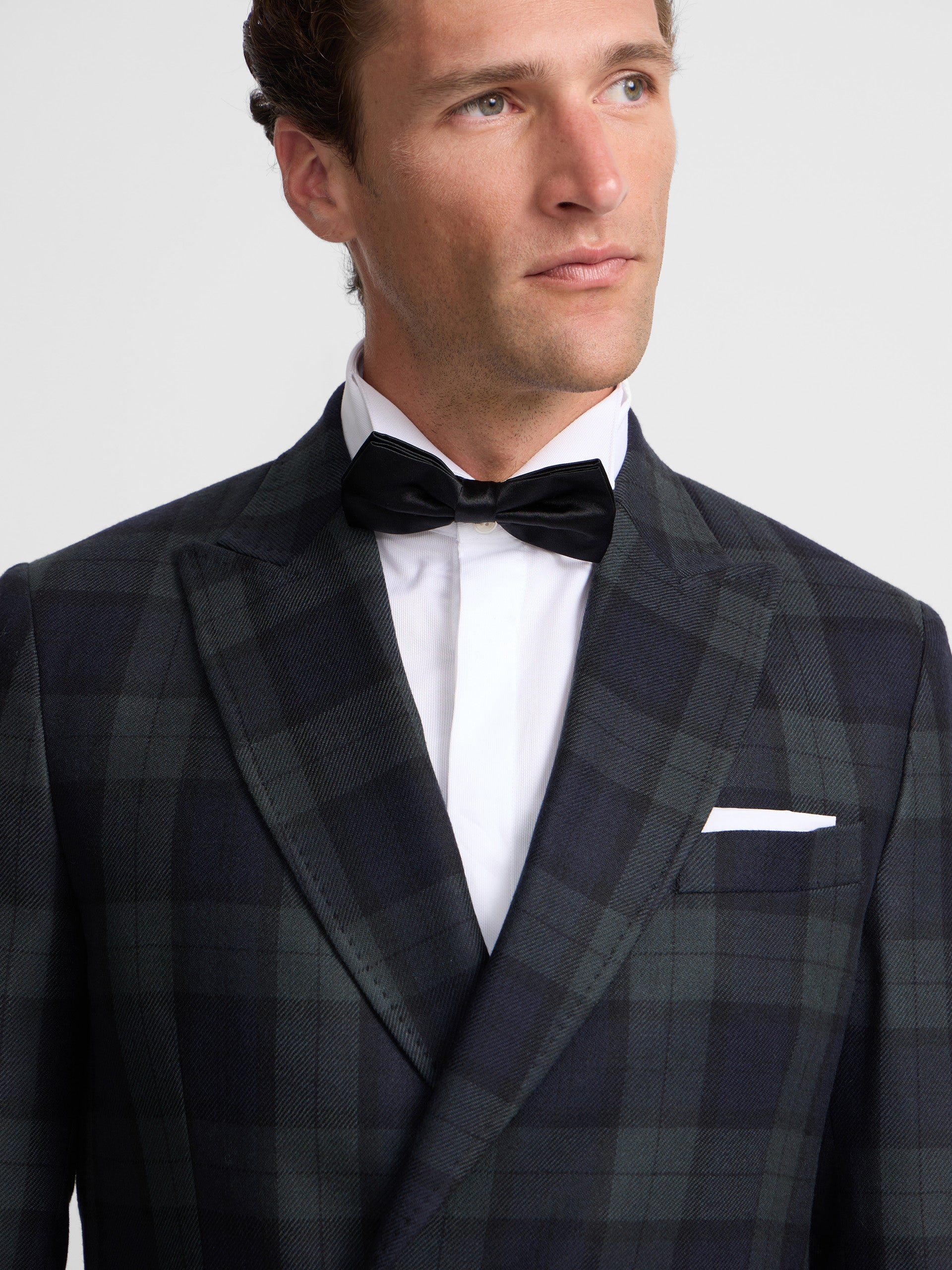 Double-breasted American tartan plaid Ruz navy green