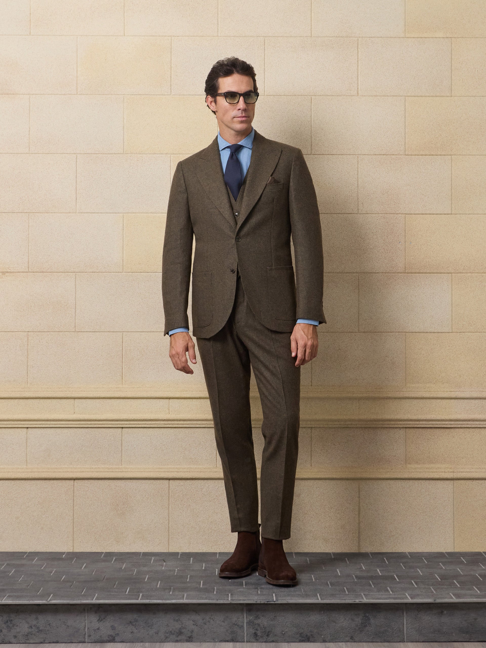 Americana traje unique gales verde marron