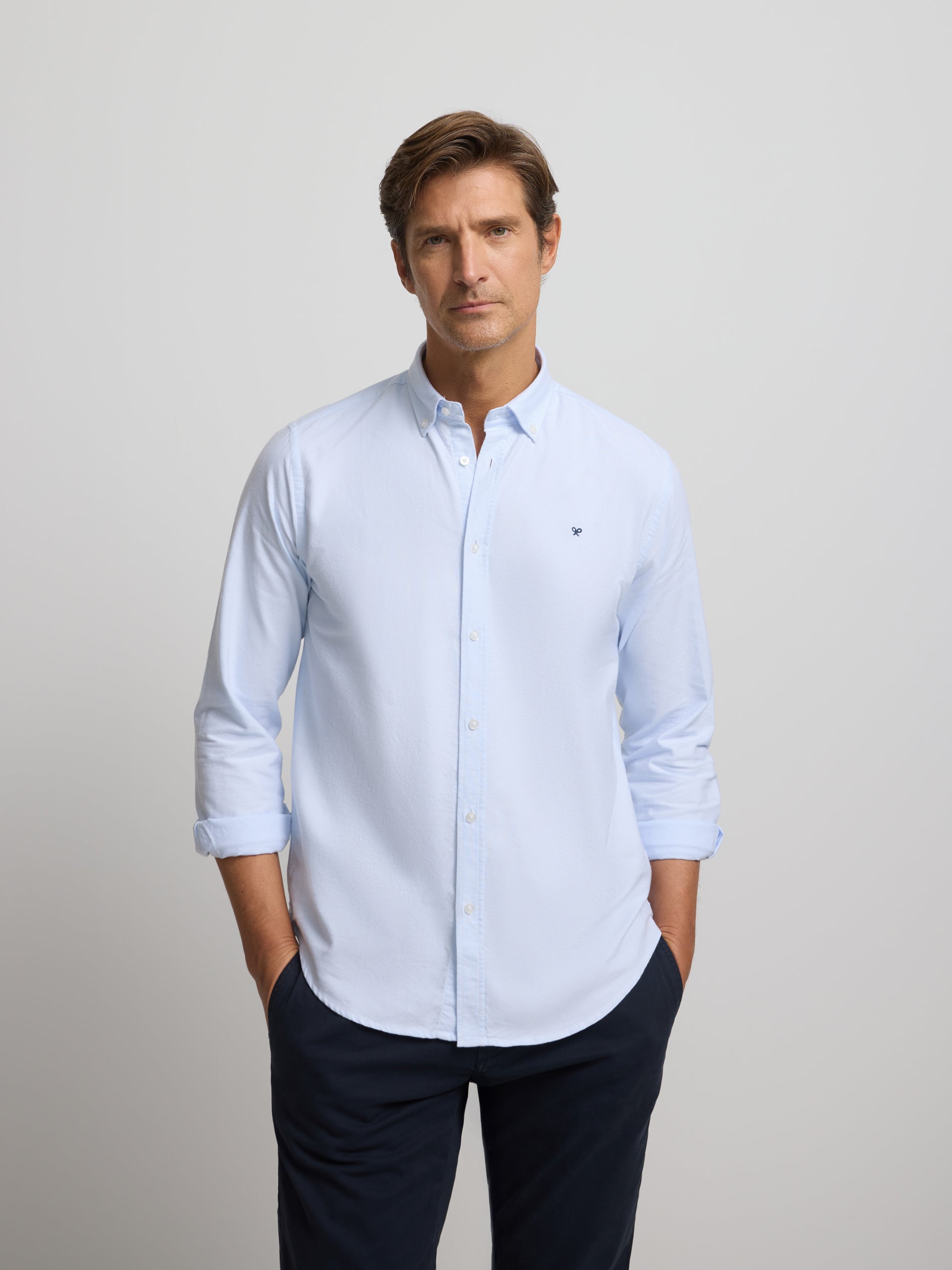 Camisa sport oxford warm regular fit azul-claro
