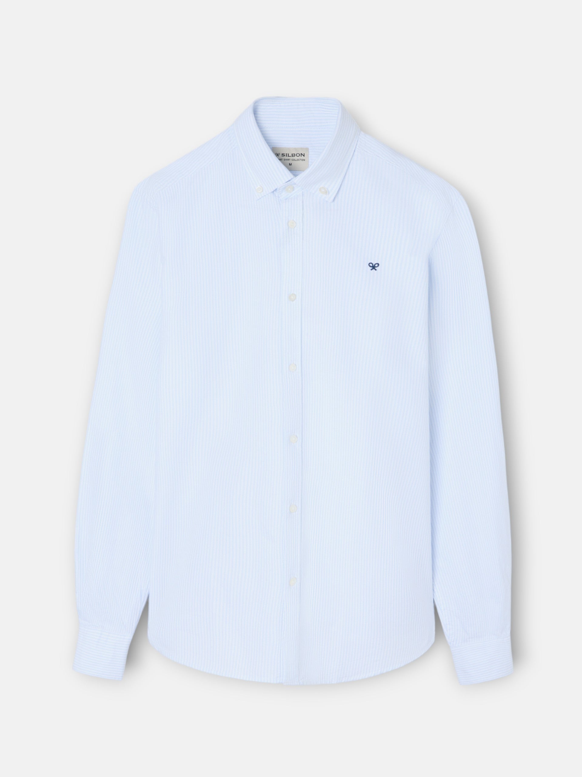 Chemise de sport Oxford à rayures bleu clair