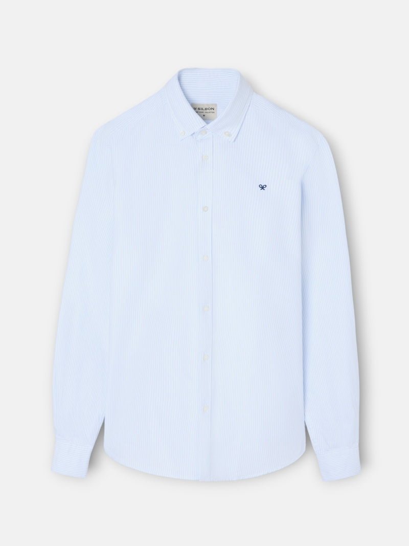 Camisa sport oxford rayas celeste