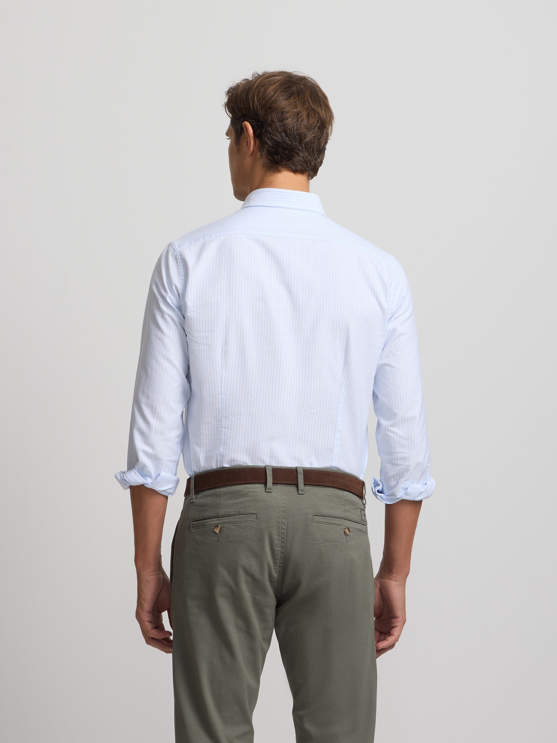 Chemise de sport Oxford à rayures bleu clair
