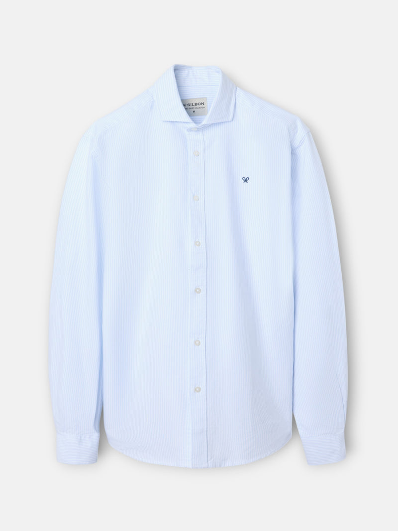 Chemise sport oxford cutaway rayée bleu ciel
