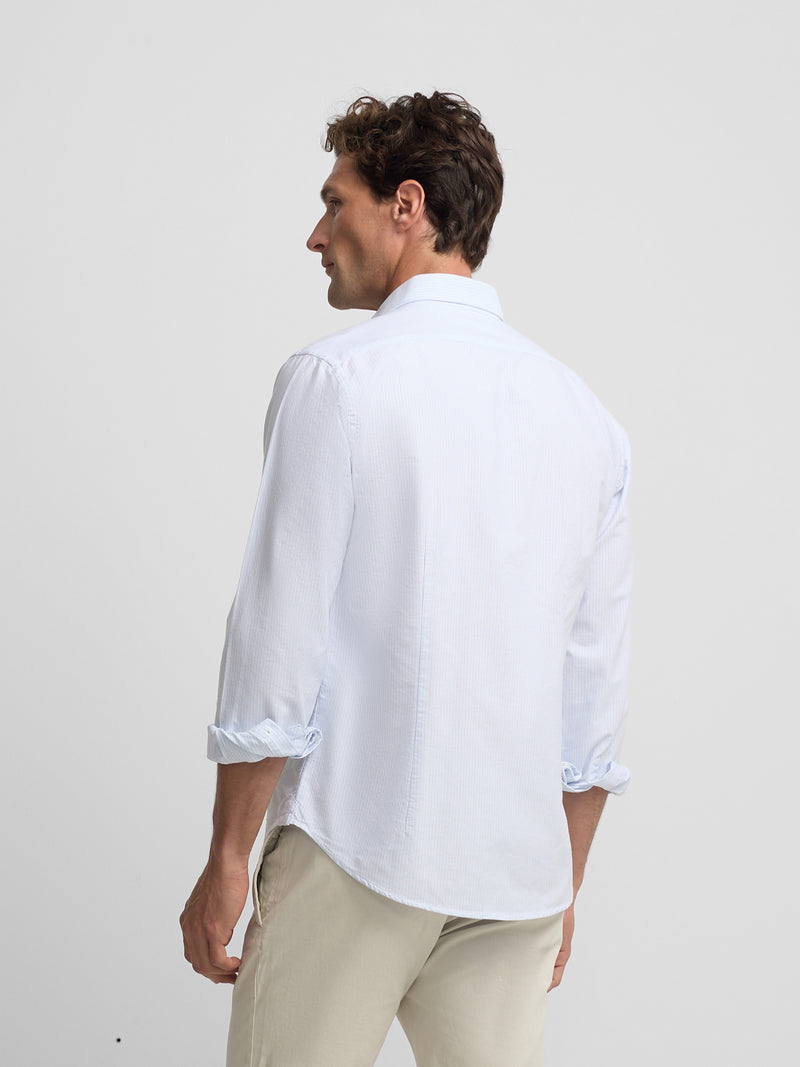 Chemise sport oxford cutaway rayée bleu ciel