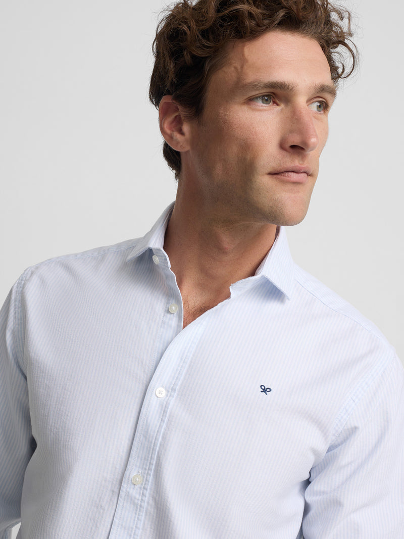 Chemise sport oxford cutaway rayée bleu ciel