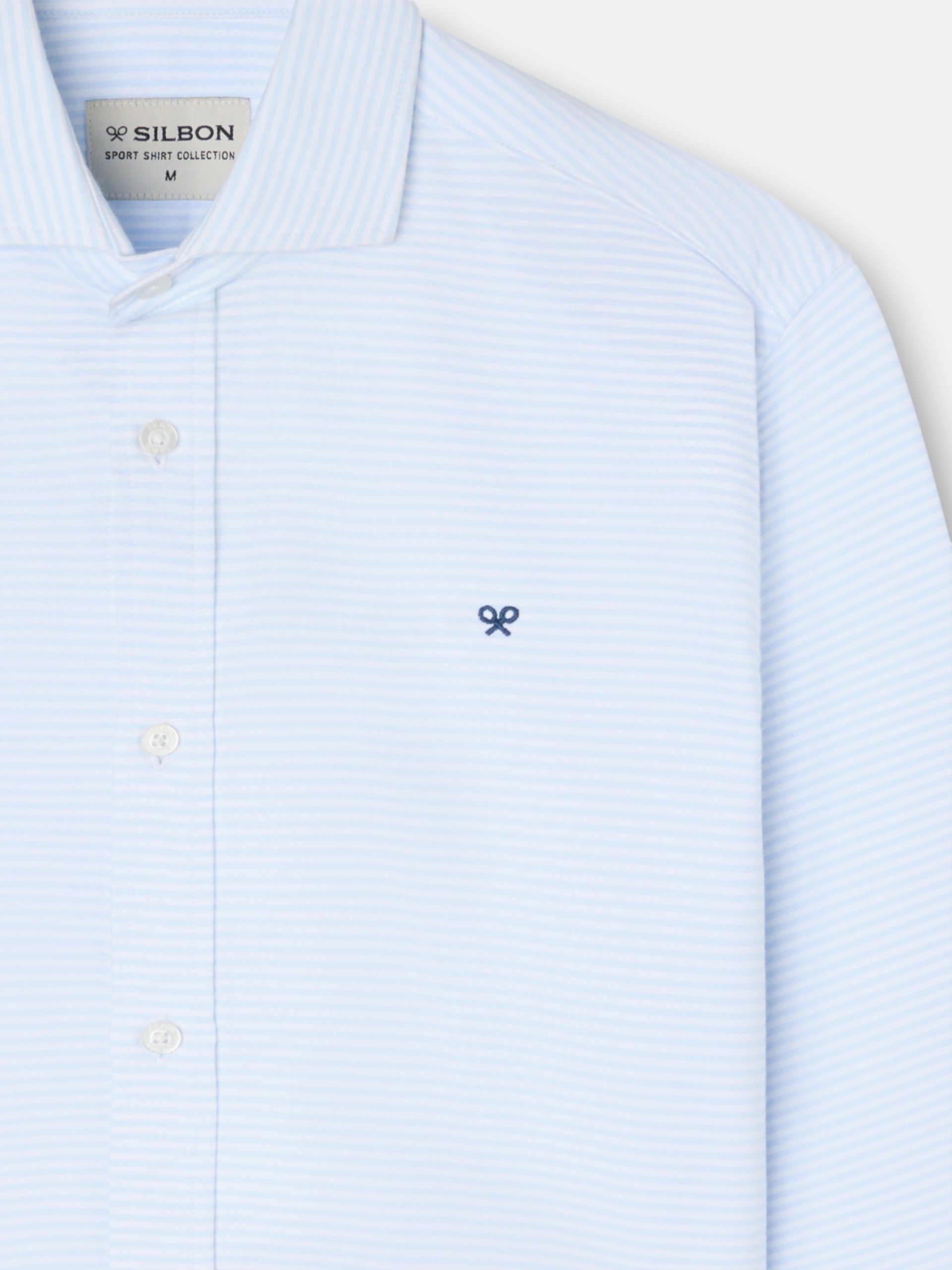 Camisa sport oxford raya horizontal celeste