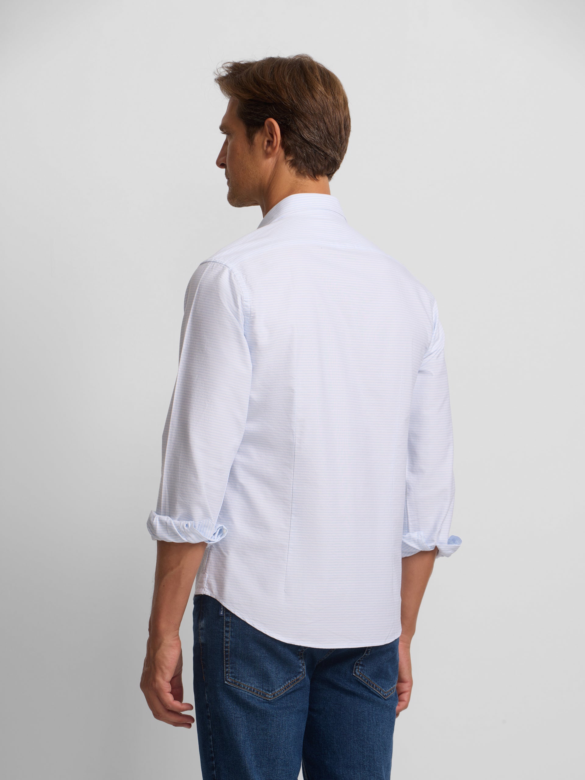Camisa sport oxford raya horizontal celeste