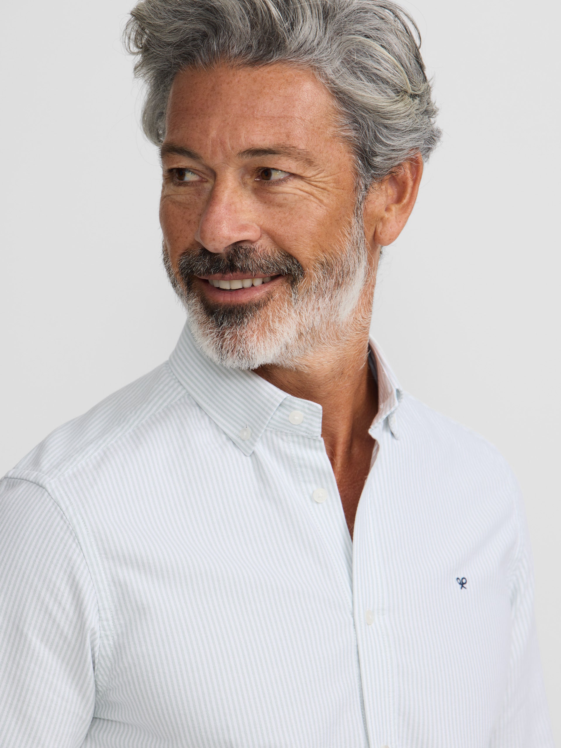 Camisa sport oxford raquete riscas verde