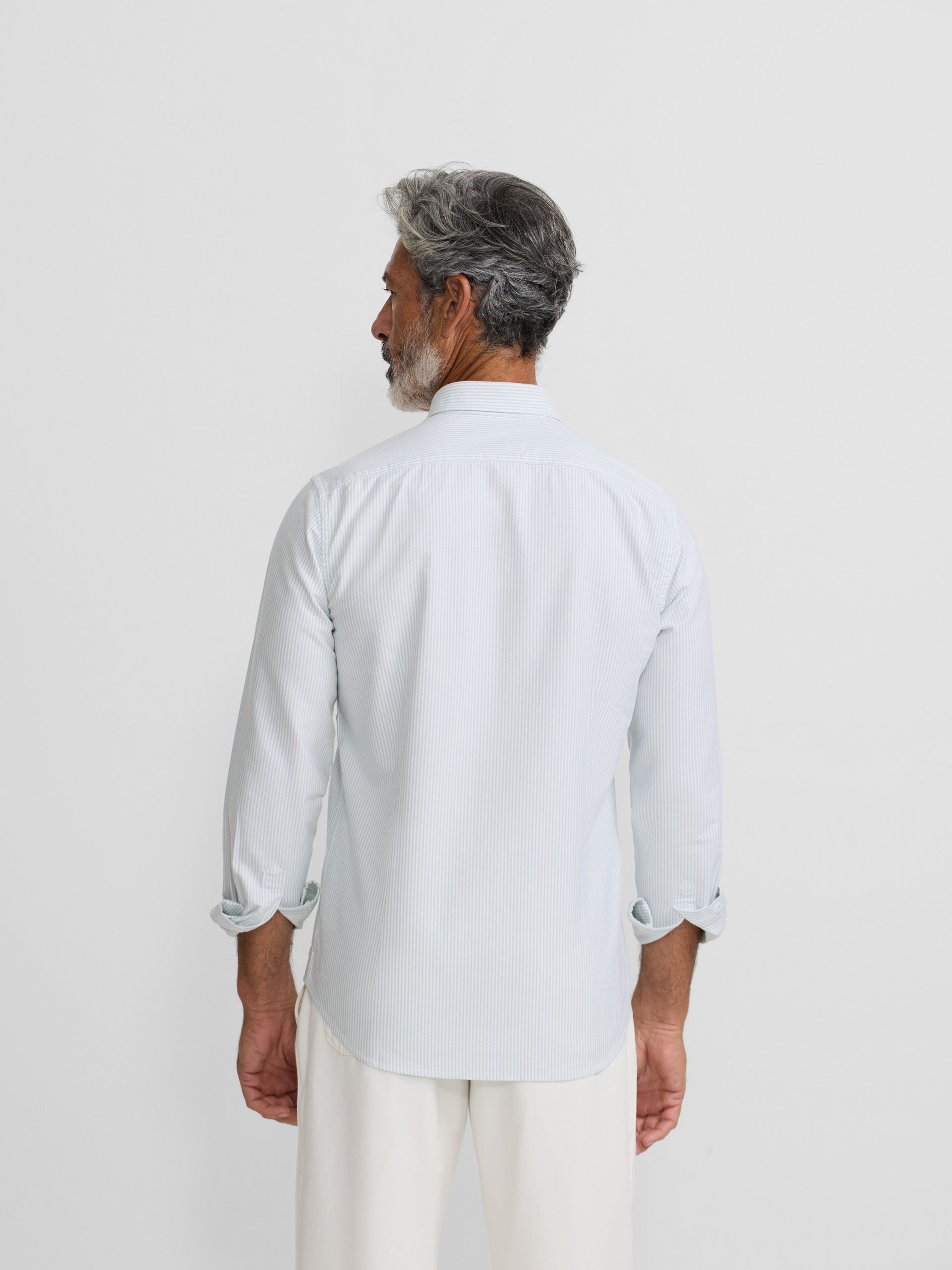 Camisa sport oxford raquete riscas verde