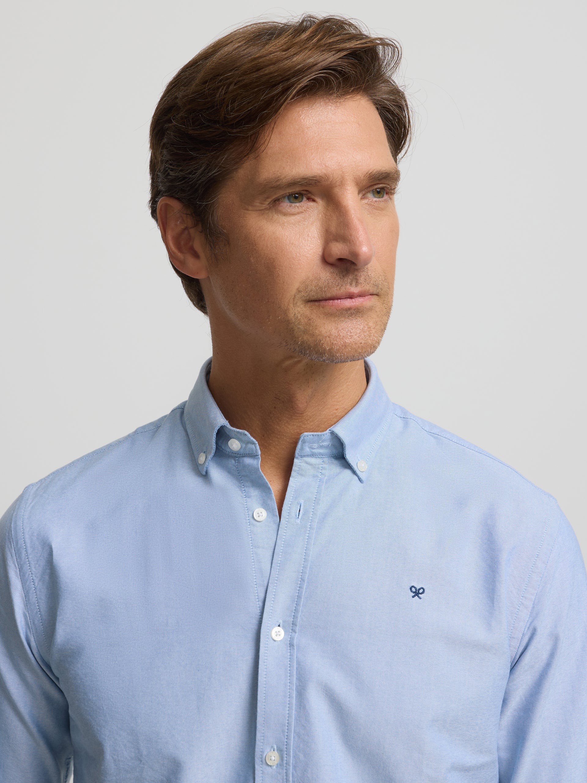 Chemise de sport Oxford bleu moyen à motif raquette