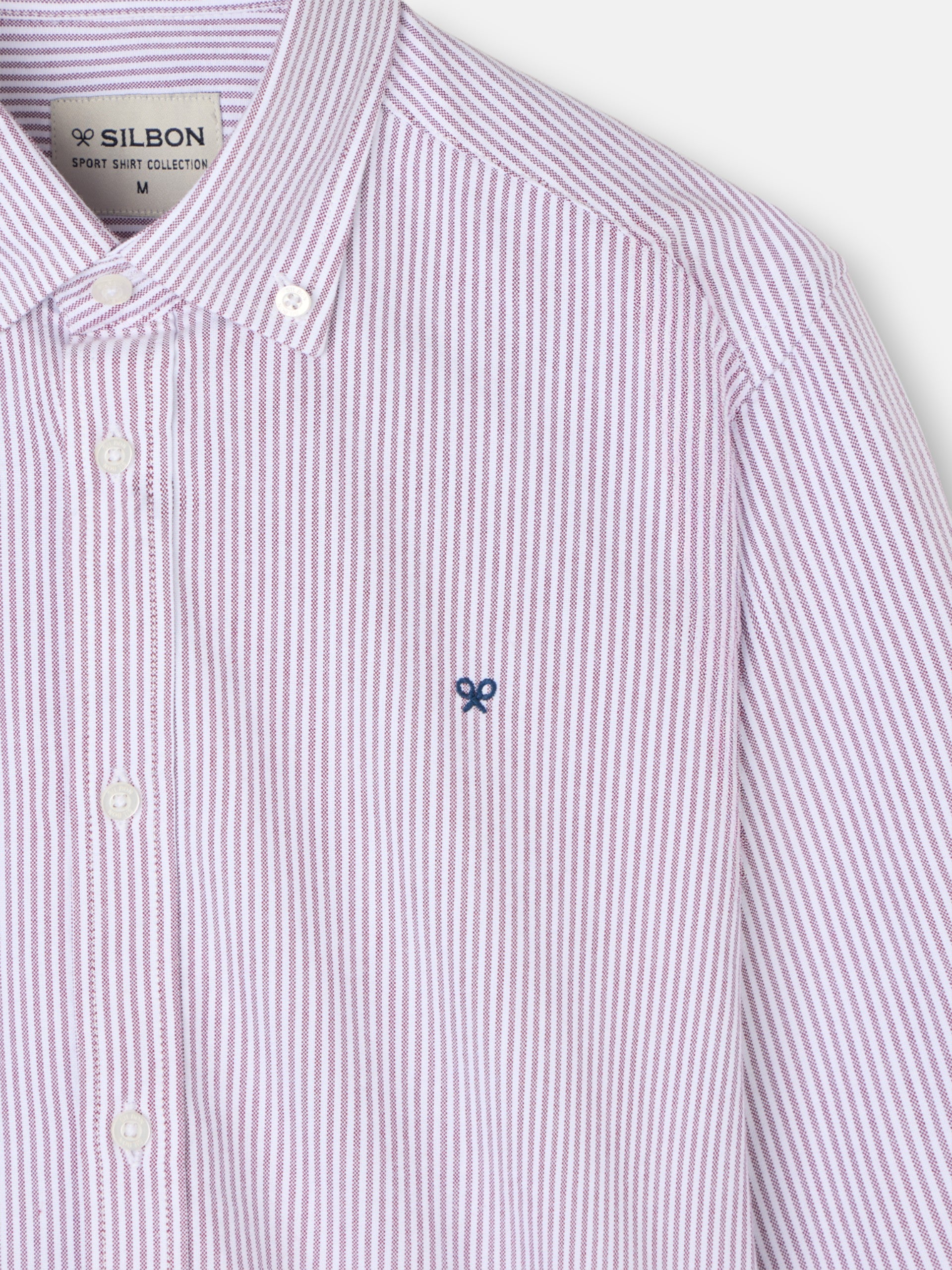 Chemise Oxford sportive à rayures bordeaux
