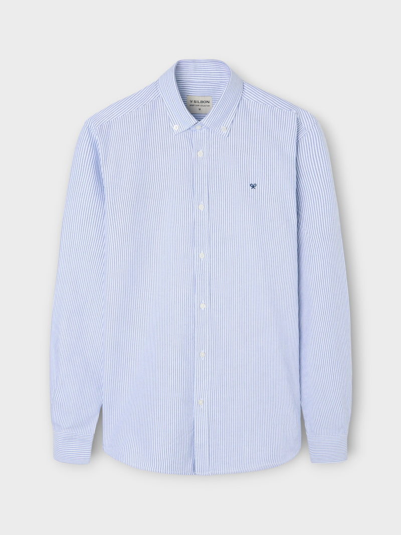 Navy striped oxford sport racket shirt
