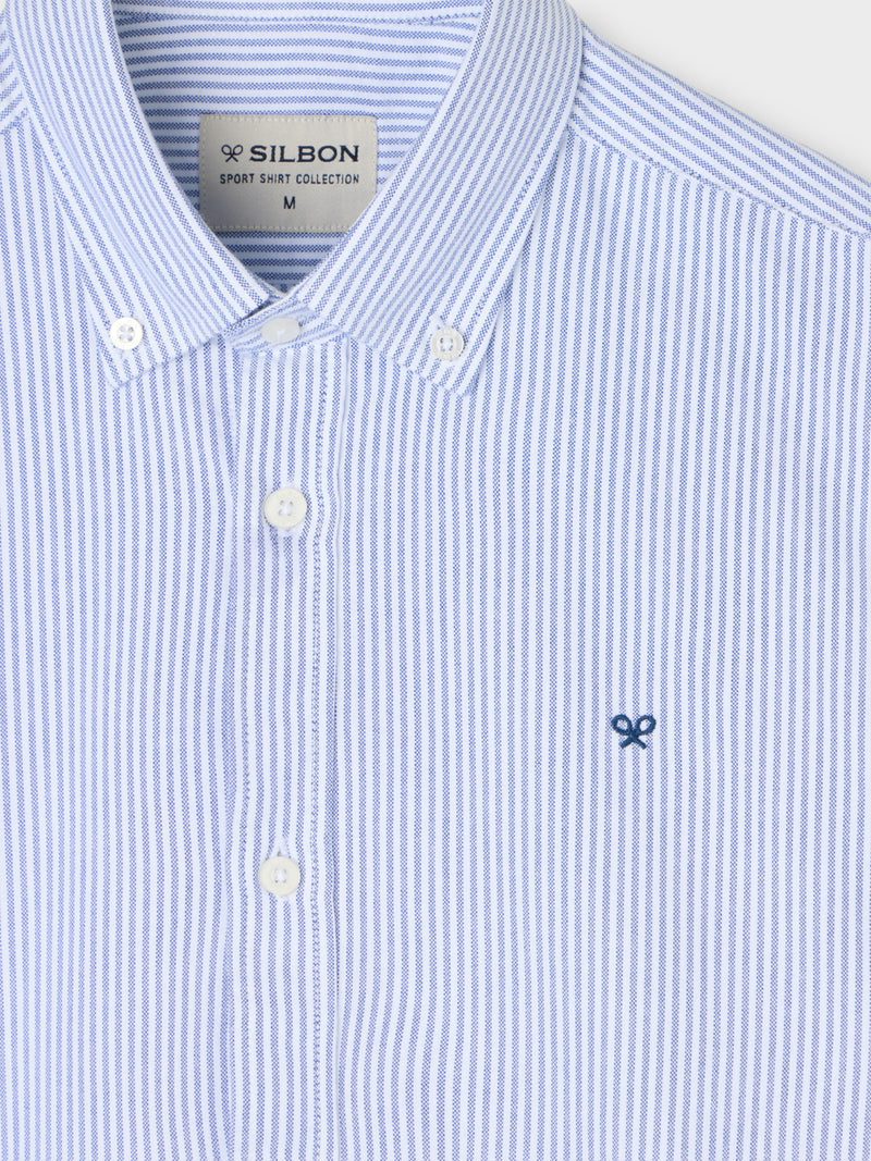 Navy striped oxford sport racket shirt