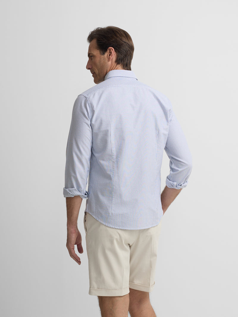 Navy striped oxford sport racket shirt