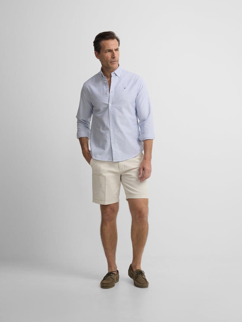 Navy striped oxford sport racket shirt