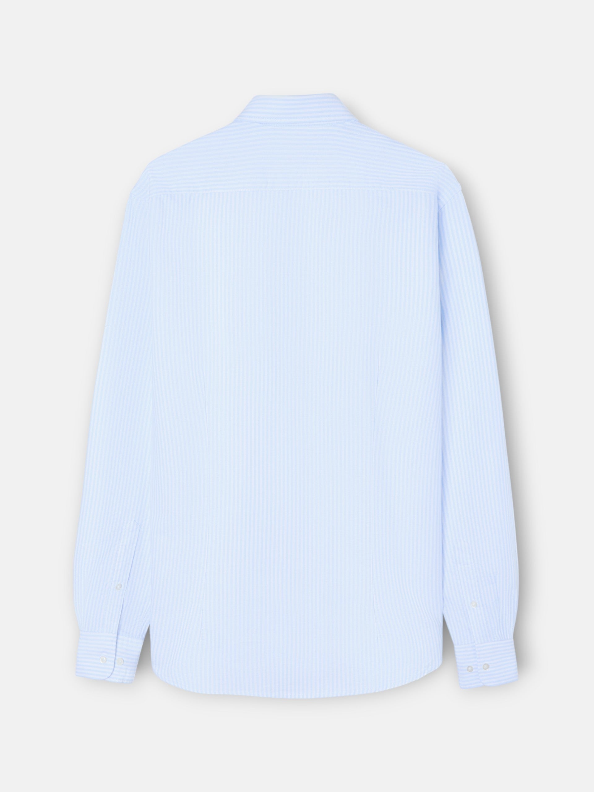 Camisa sport oxford raquete riscas largas azul-claro