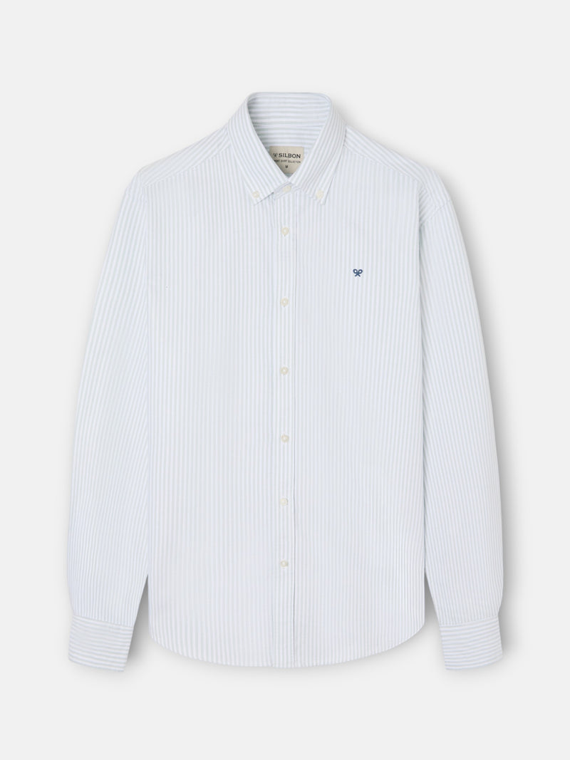 Camisa sport oxford raquete riscas largas verde