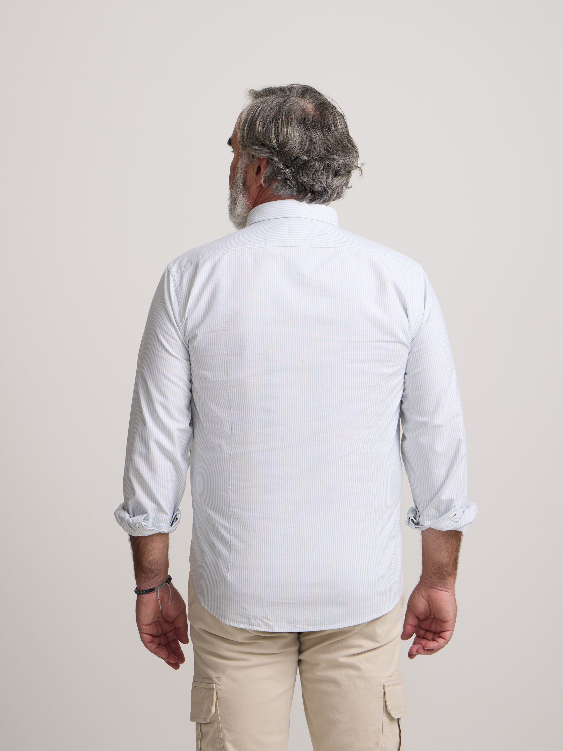 Camisa sport oxford raquete riscas largas verde