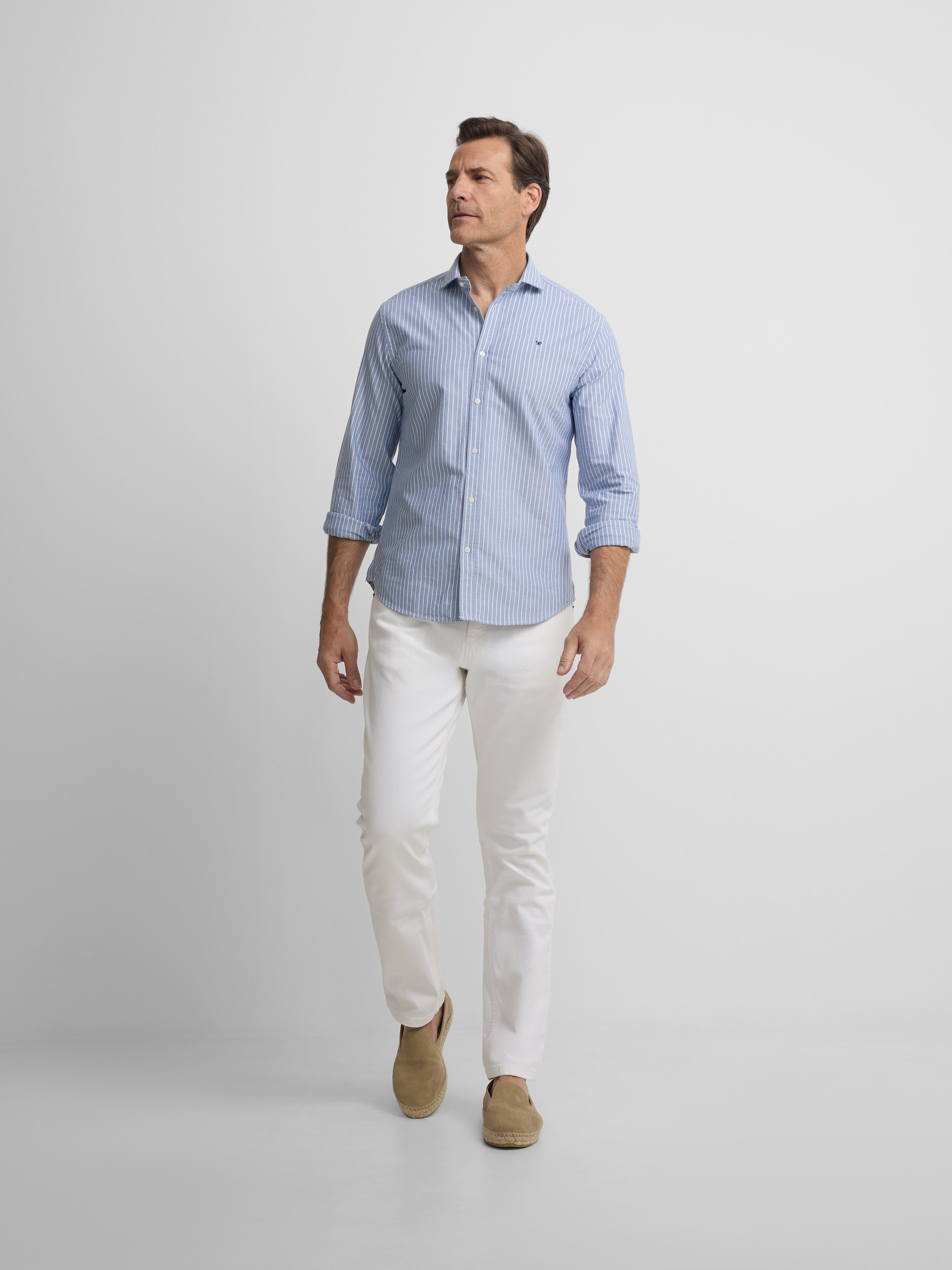 Camisa sport oxford navy raya fina blanca