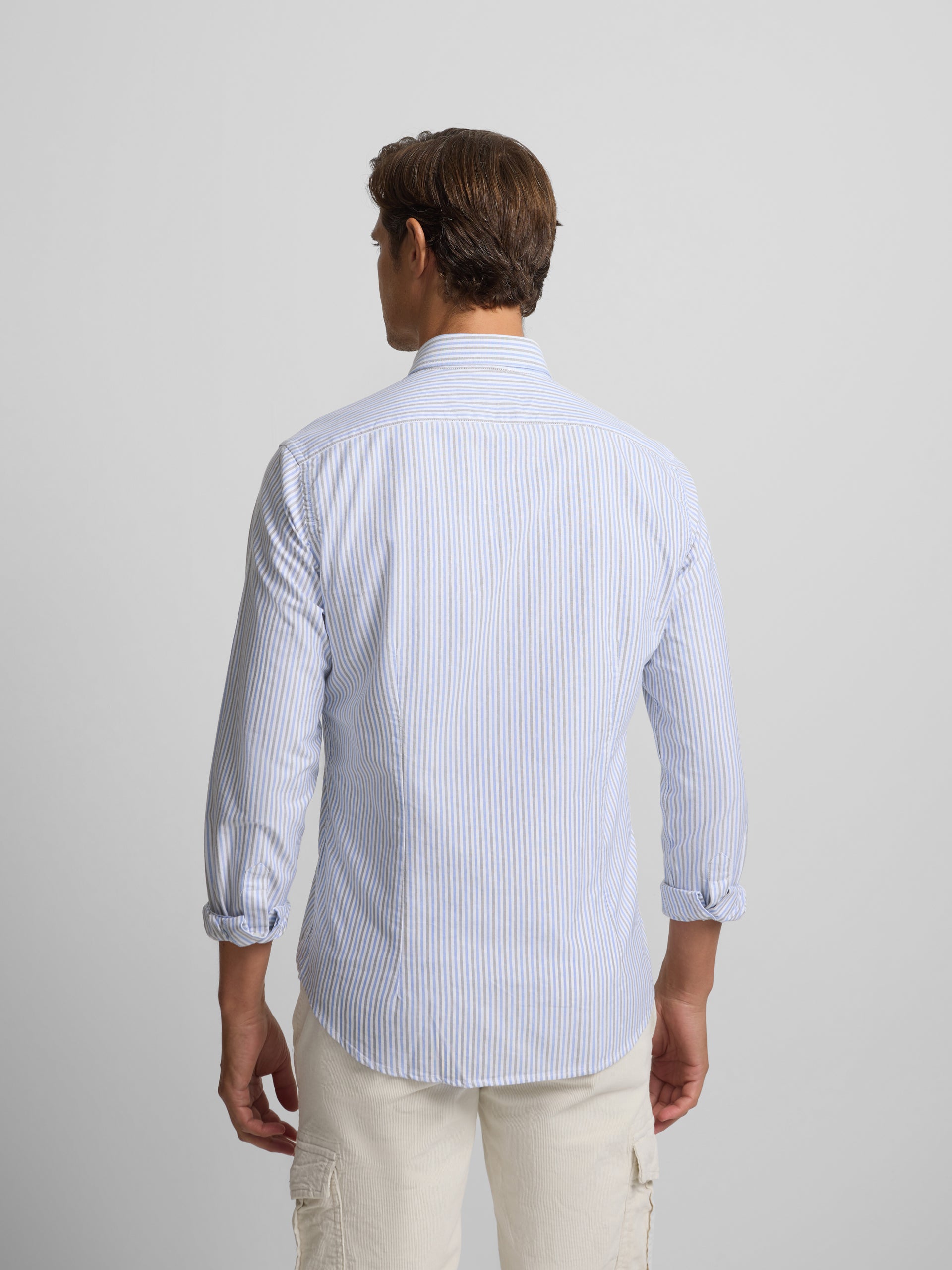 Chemise de sport Oxford à rayures bleu-vert