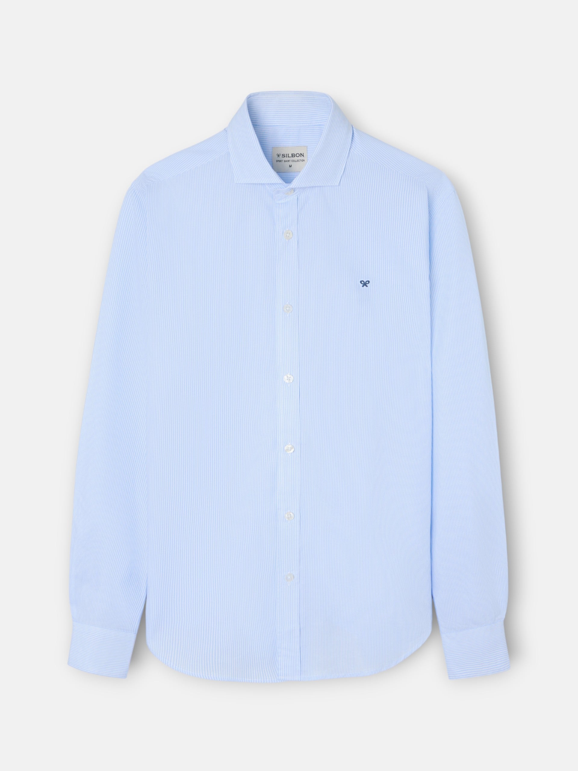 Camisa sport clássica risca azul-claro