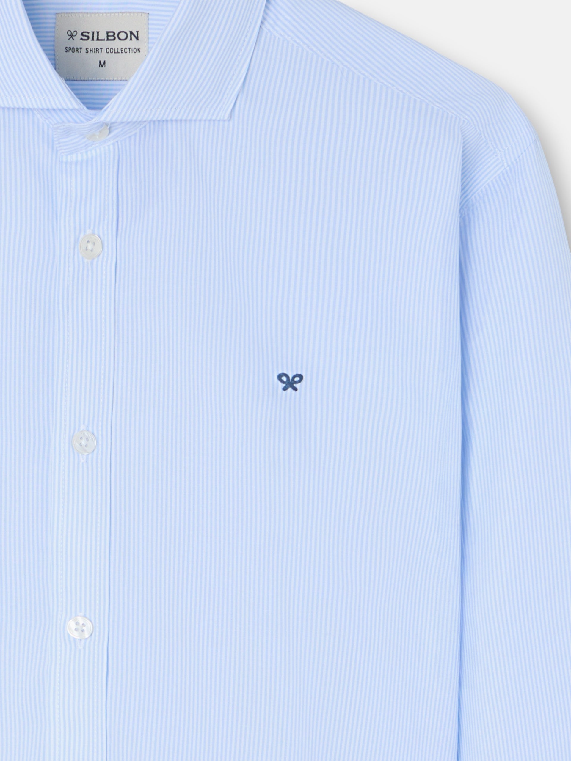 Camisa sport clássica risca azul-claro