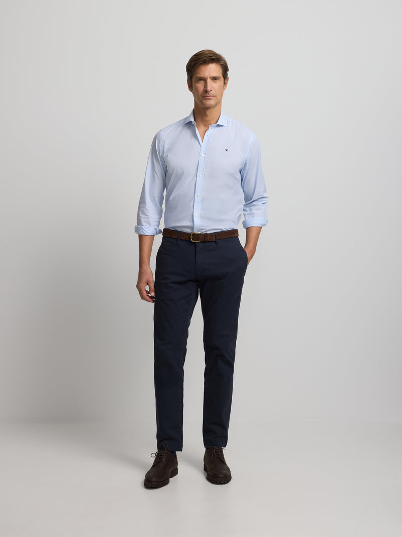 Camisa sport clássica risca azul-claro