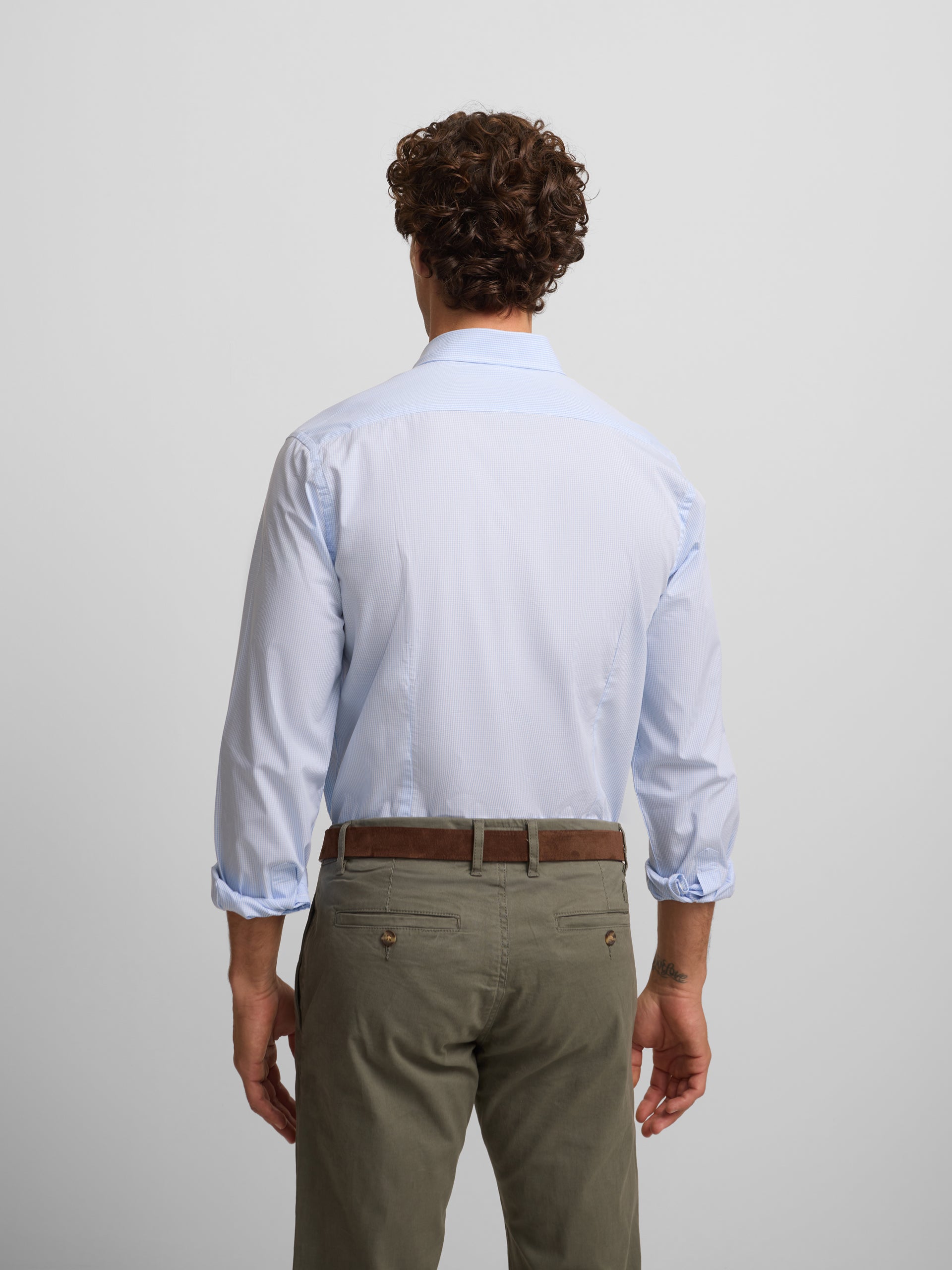 Chemise sport classique à carreaux bleu clair