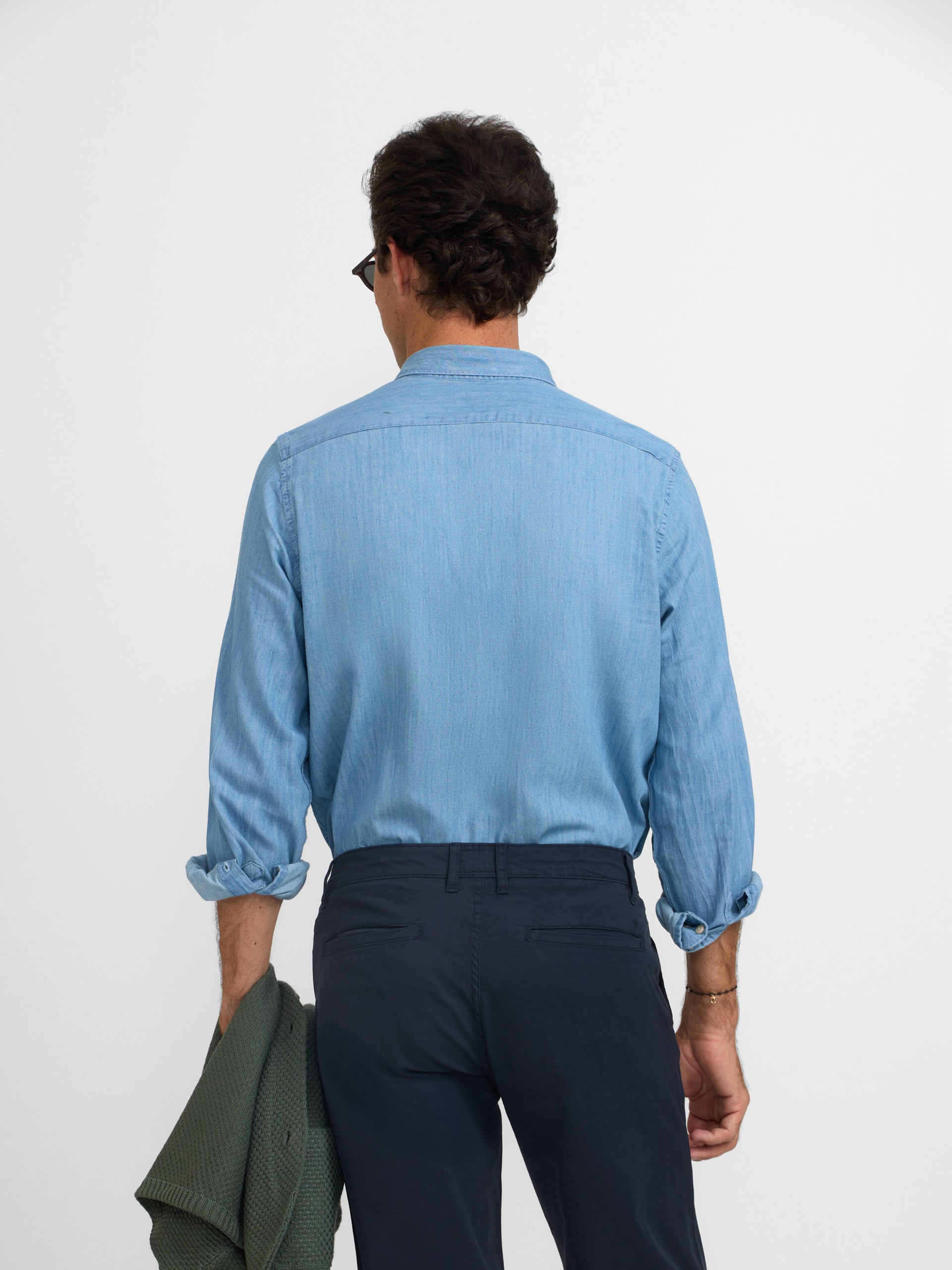 Camisa desportiva de ganga regular fit azul claro