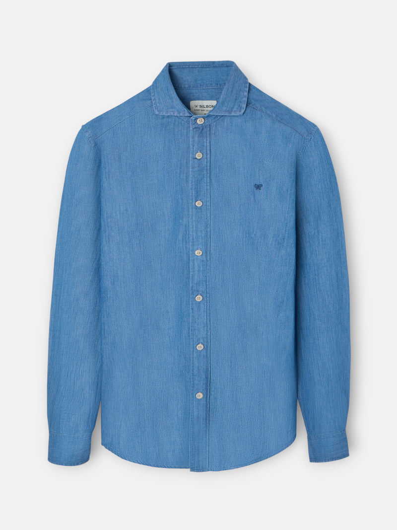 Camisa sport denim azul marinho