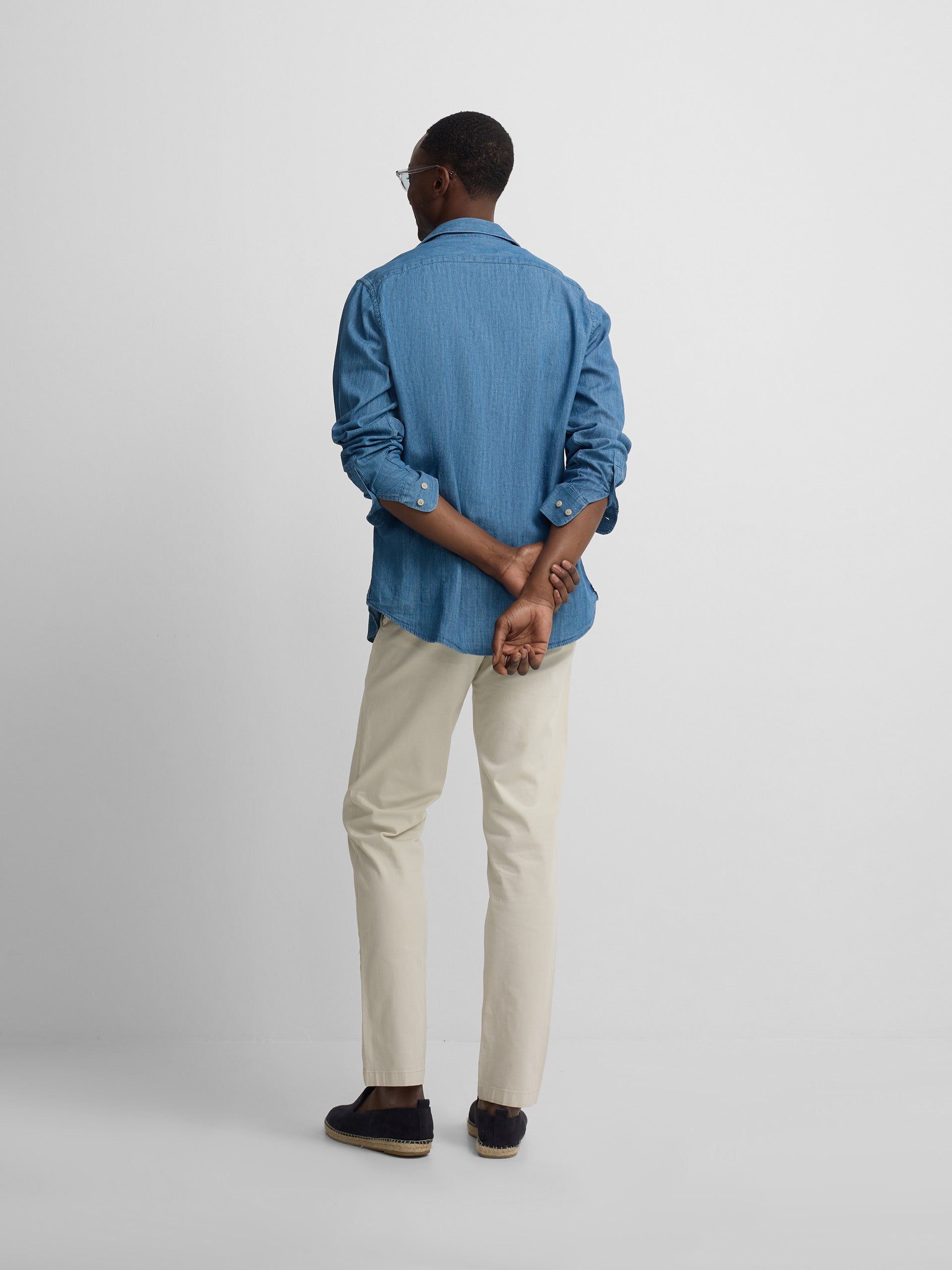 Camisa sport denim azul marinho