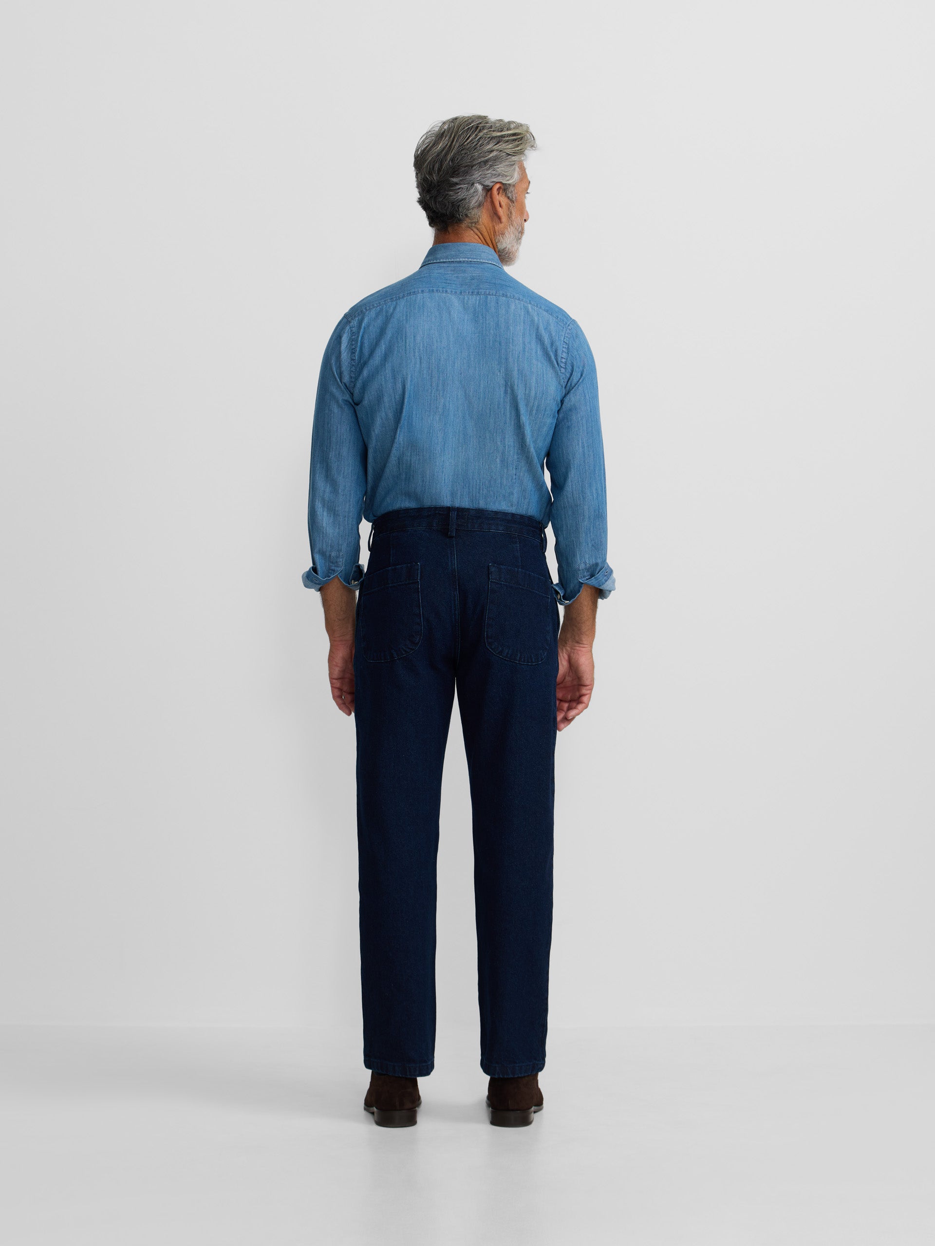 Camisa desportiva denim azul marinho