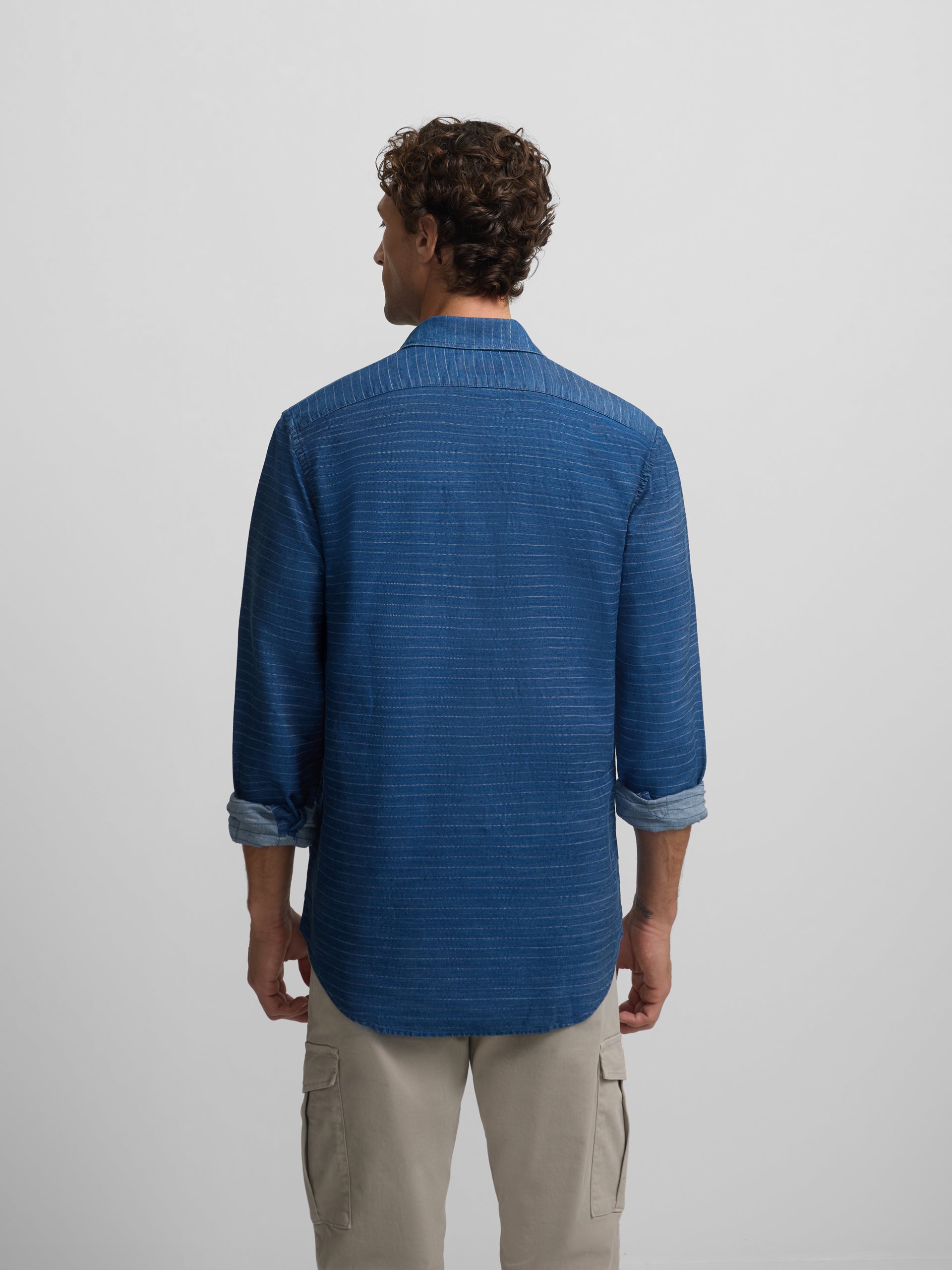 polo de sport à rayures en denim