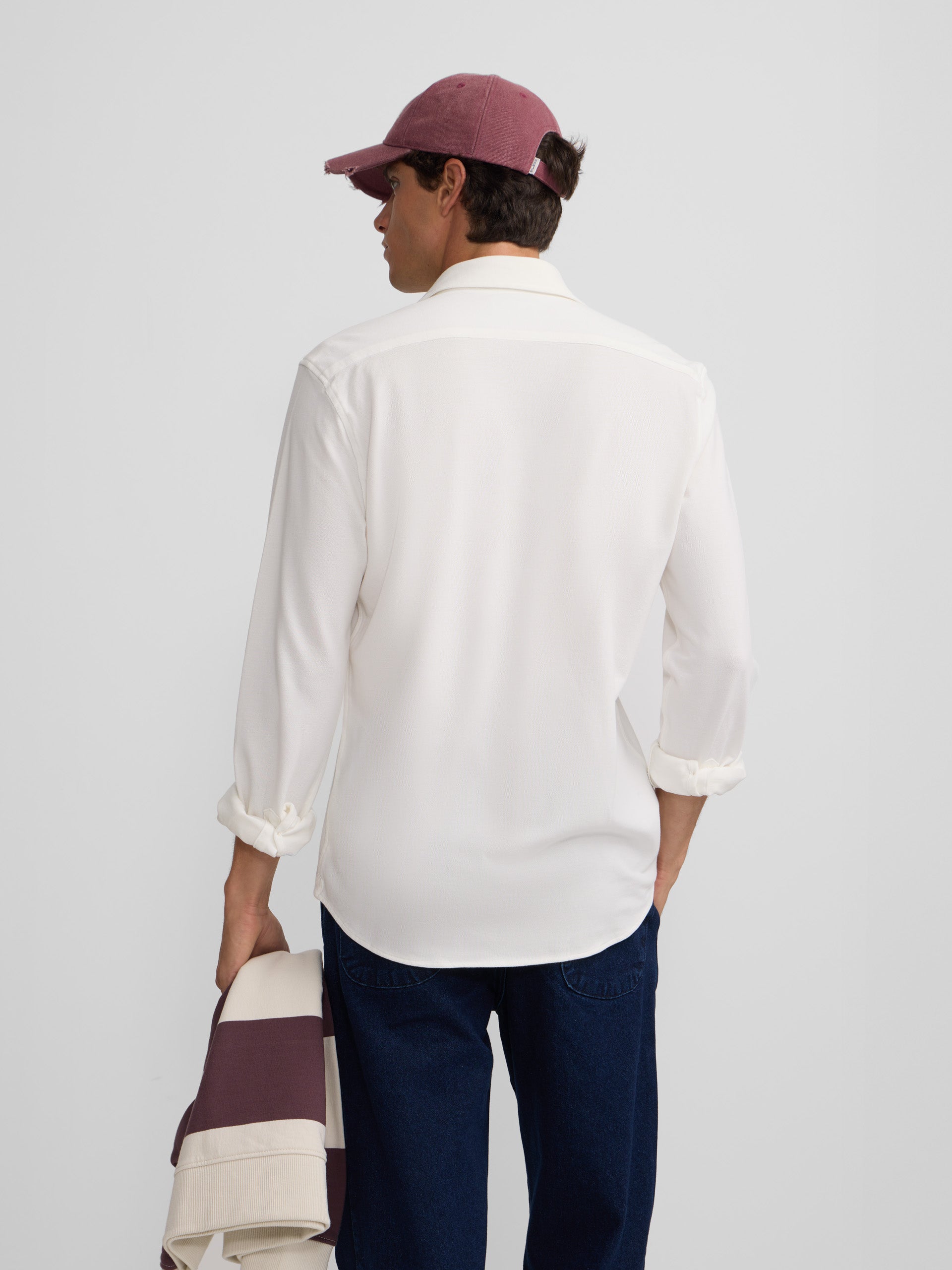 Camisa sport raqueta estructura blanco