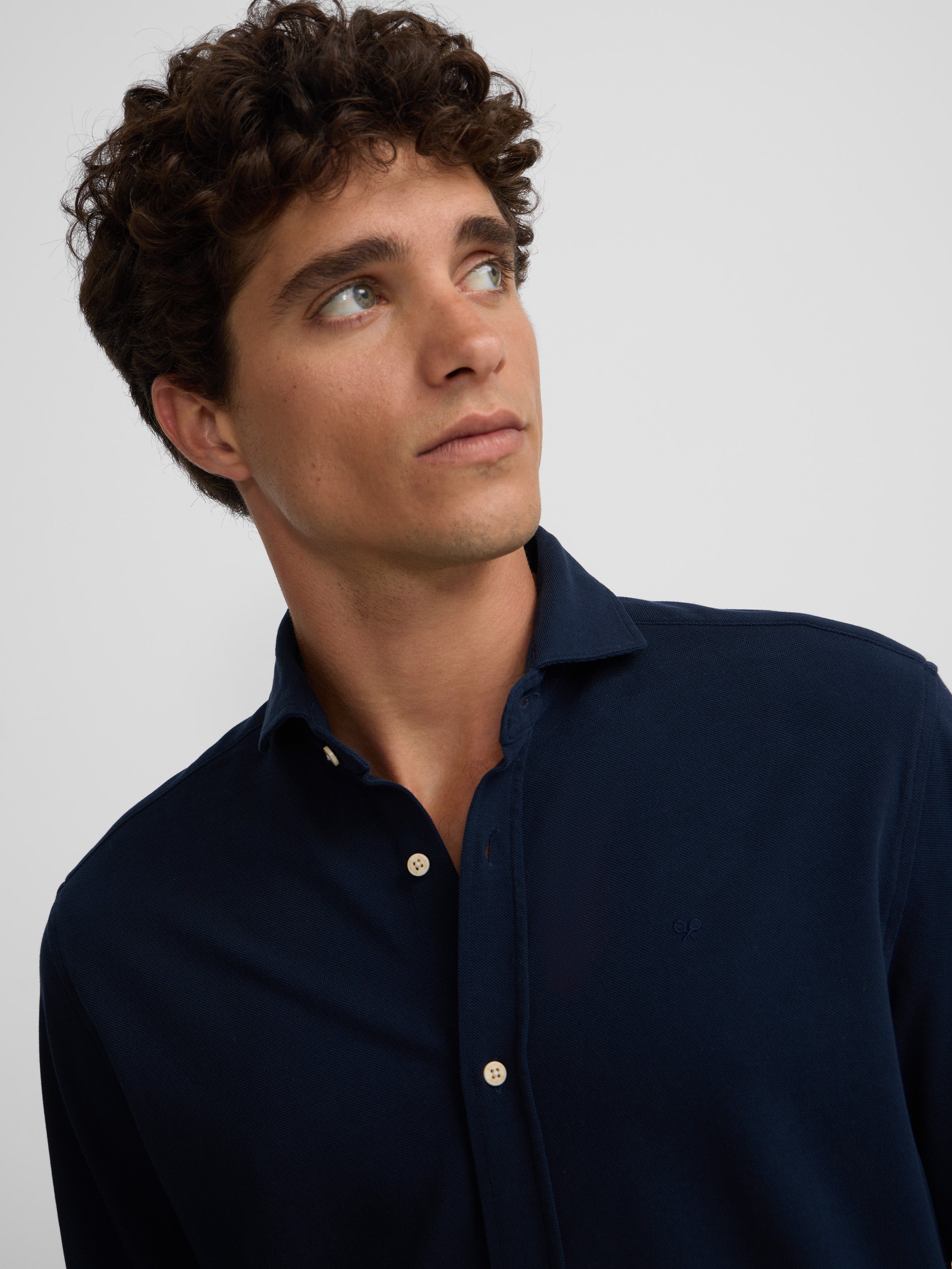 Navy micropique comfort sport shirt