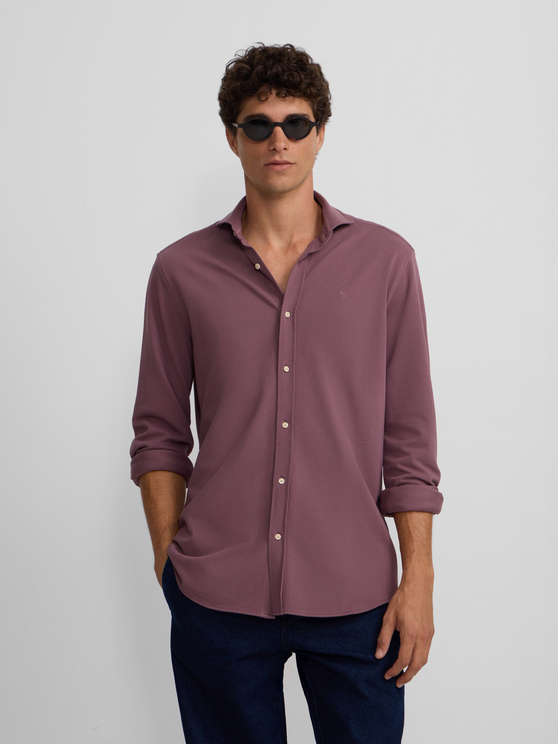 Camisa sport micropique comfort burdeos