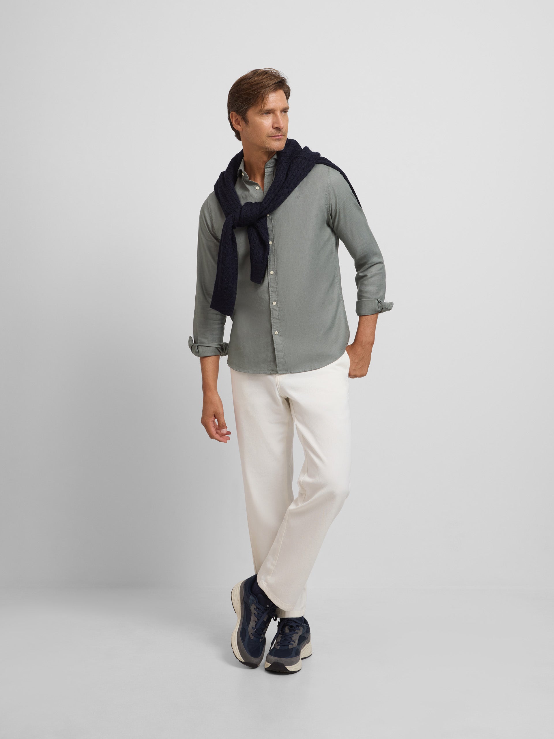 Camisa sport estrutura espinha verde claro