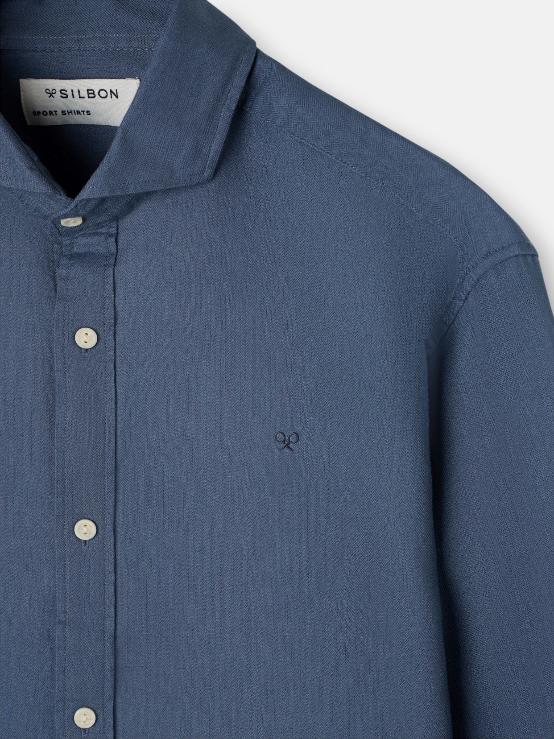 Chemise de sport structurée à chevrons bleu indigo