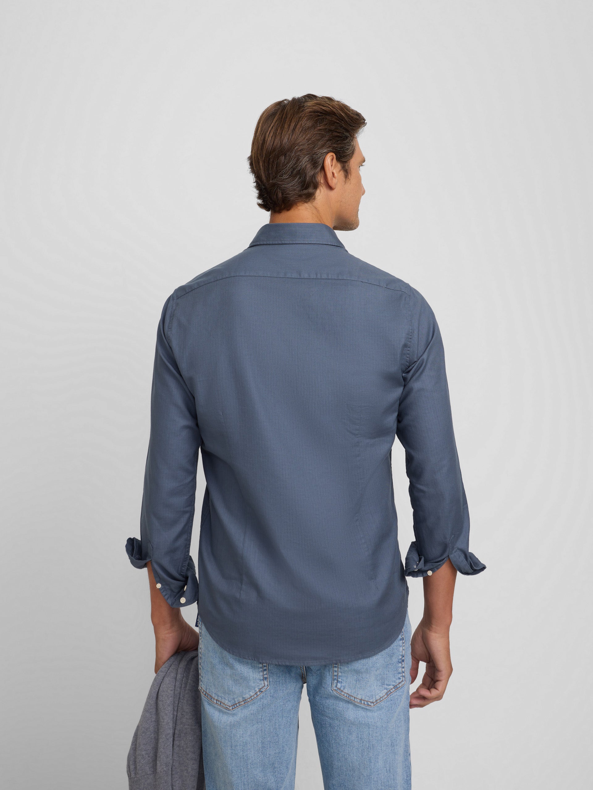 Chemise de sport structurée à chevrons bleu indigo