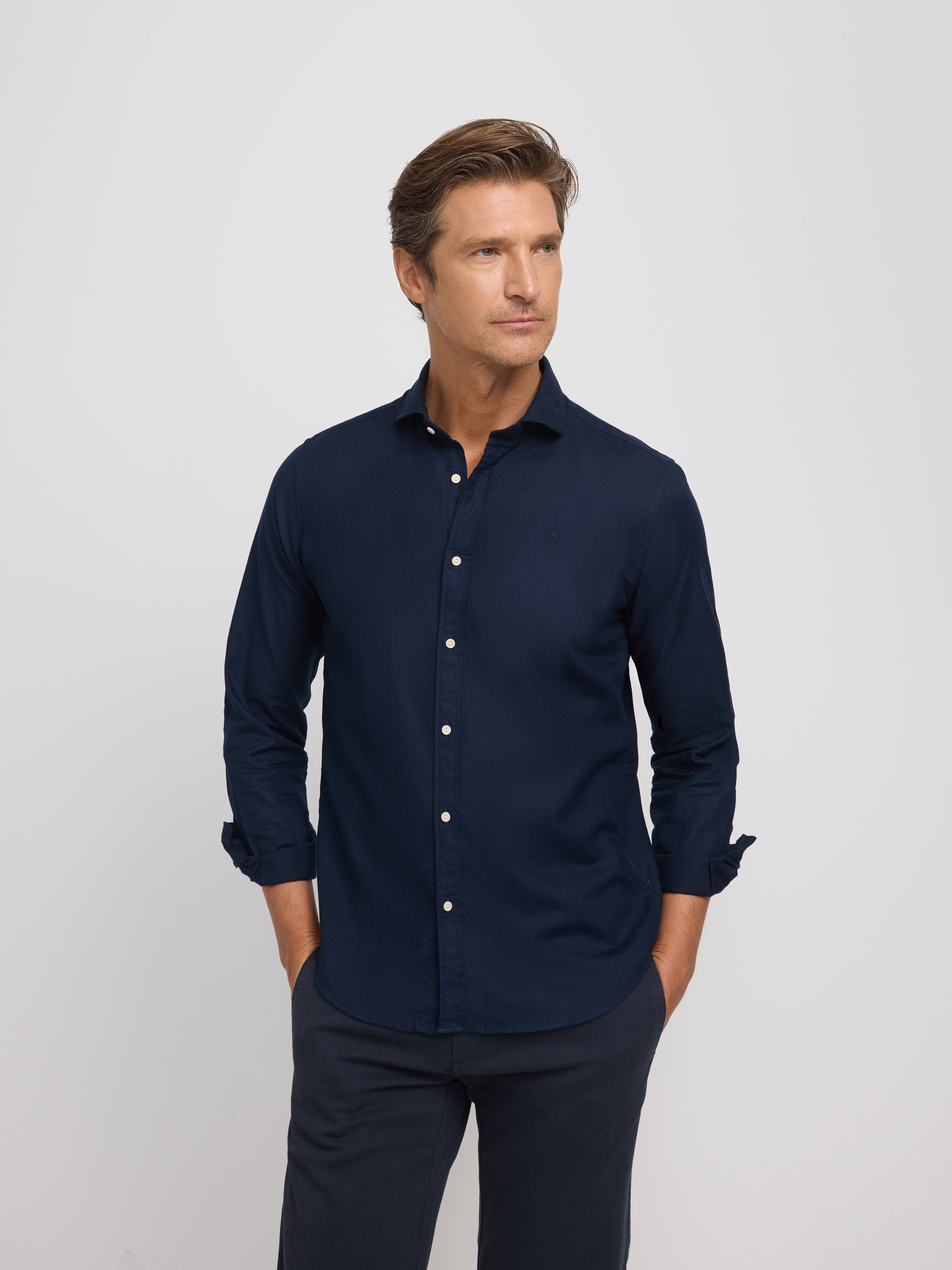 Camisa sport estructura espiga navy