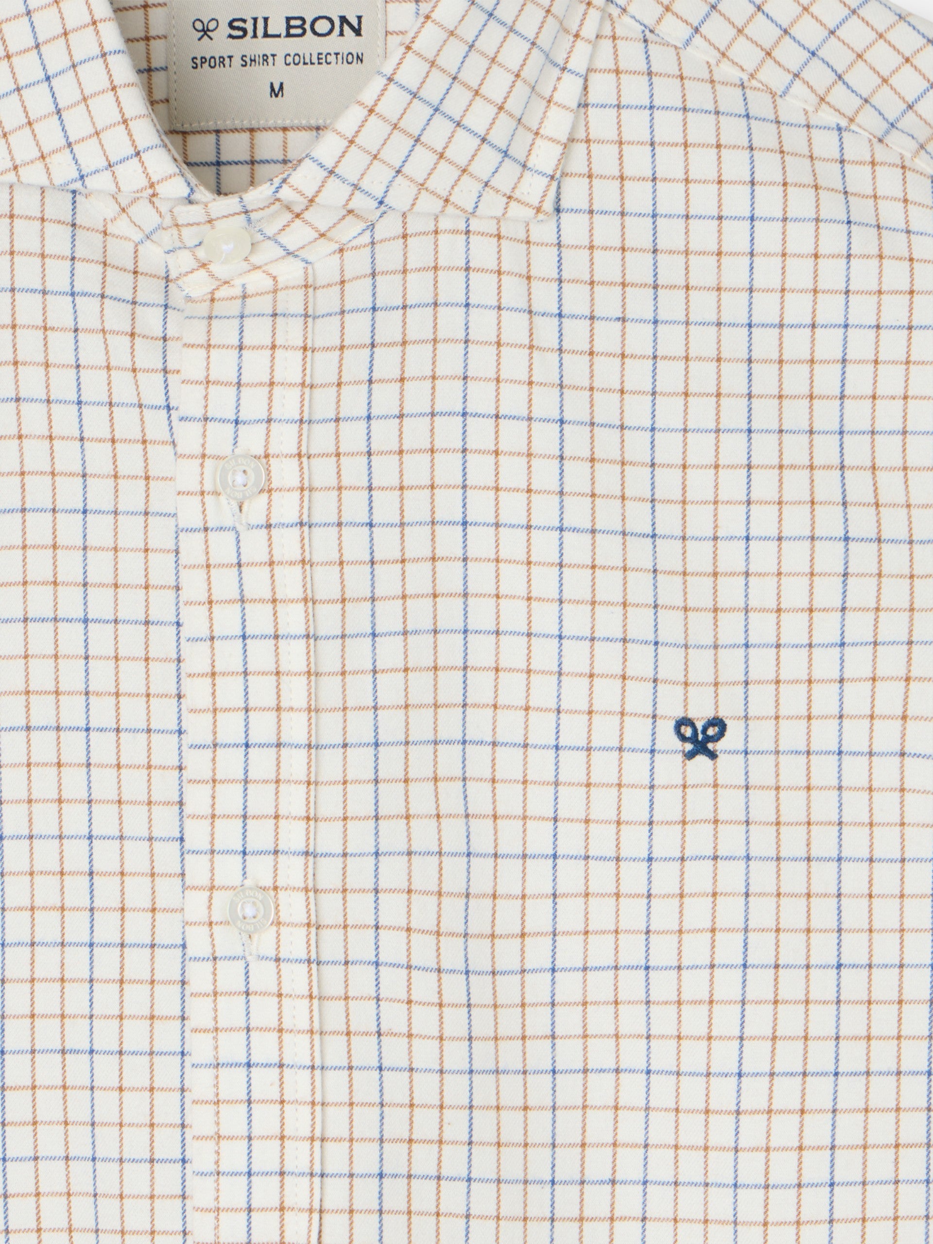 Camisa sport cuadro bicolor azul mostaza