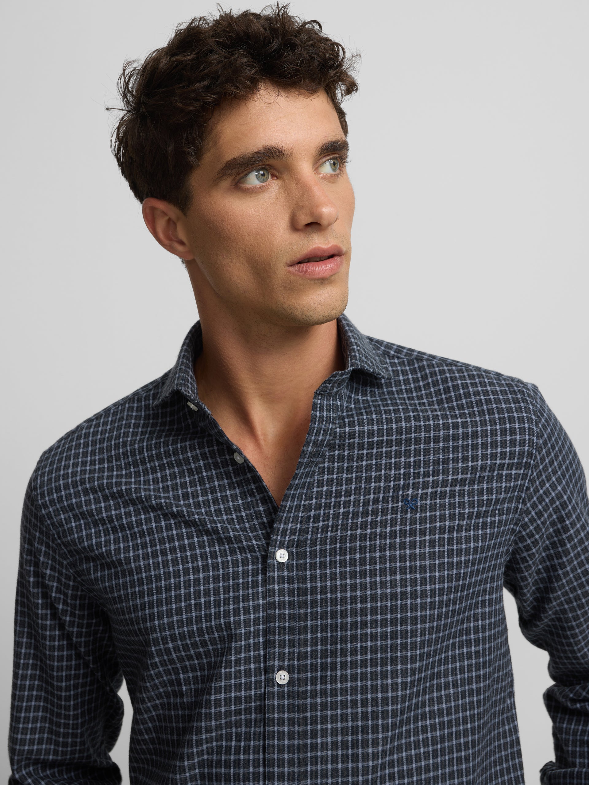 Camisa sport cuadro dark navy