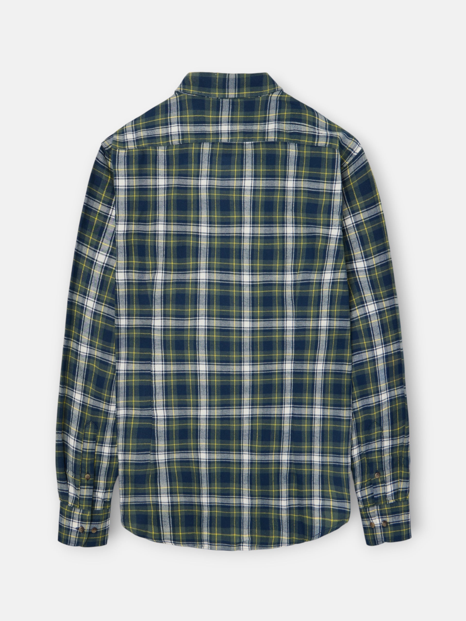 Blue and green two-tone tartan plaid sport shirt