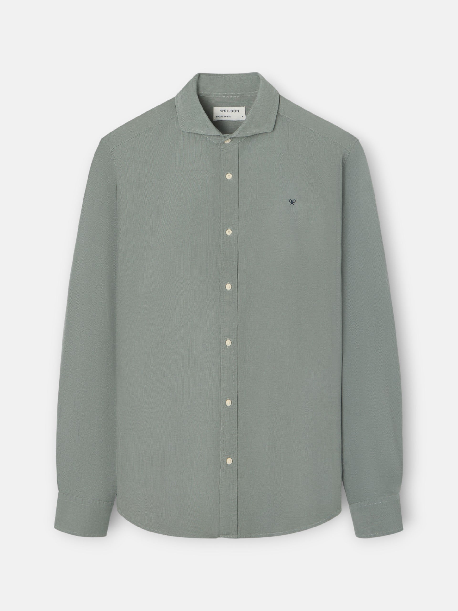 green corduroy sport shirt with cutaway collar