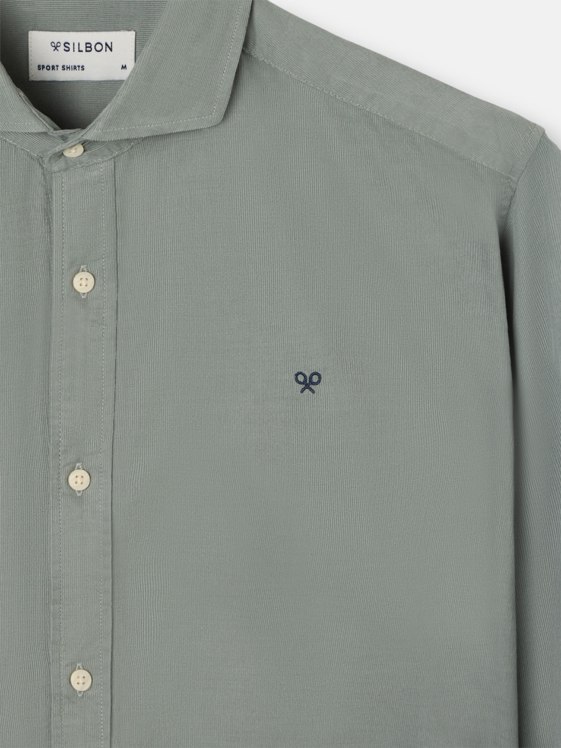 Camisa sport pana cuello cutaway verde