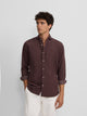 Burgundy corduroy cutaway collar sport shirt