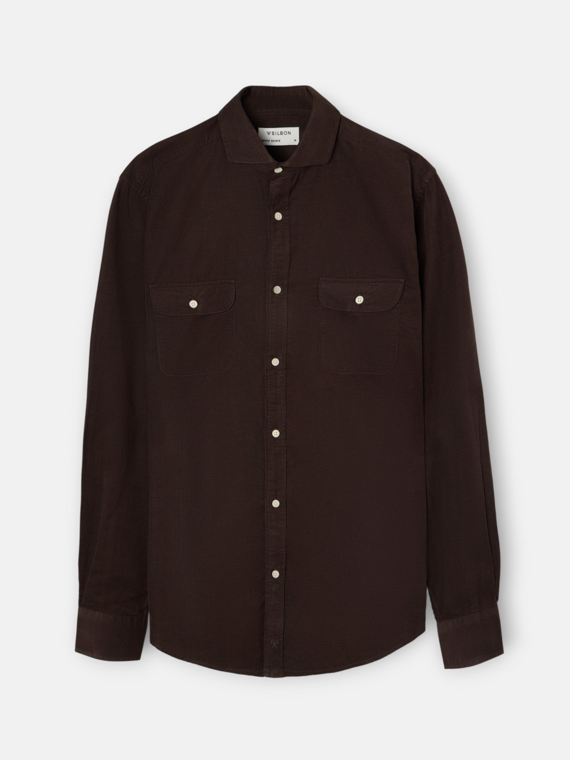 Corduroy sport shirt with brown pockets