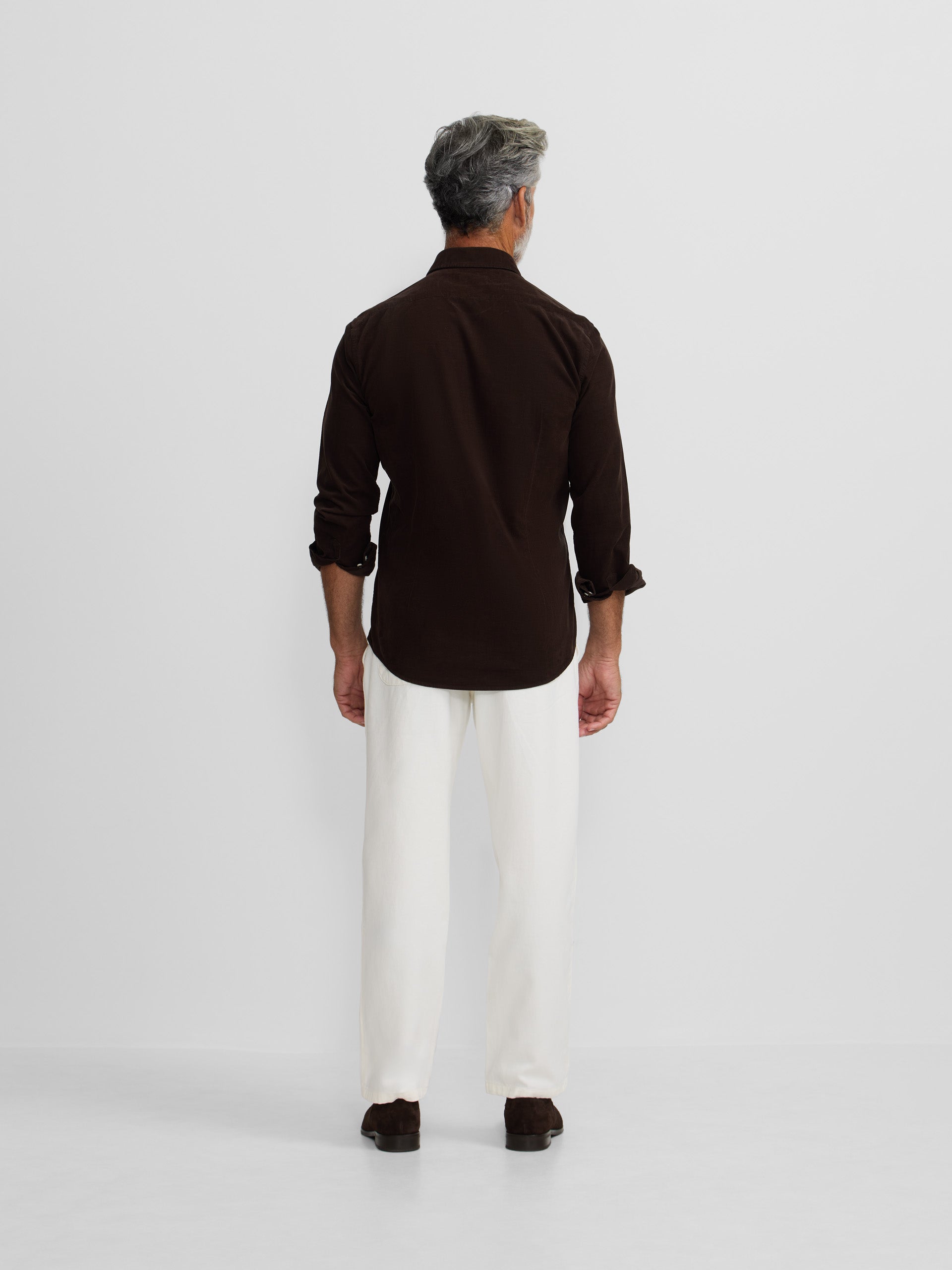Corduroy sport shirt with brown pockets